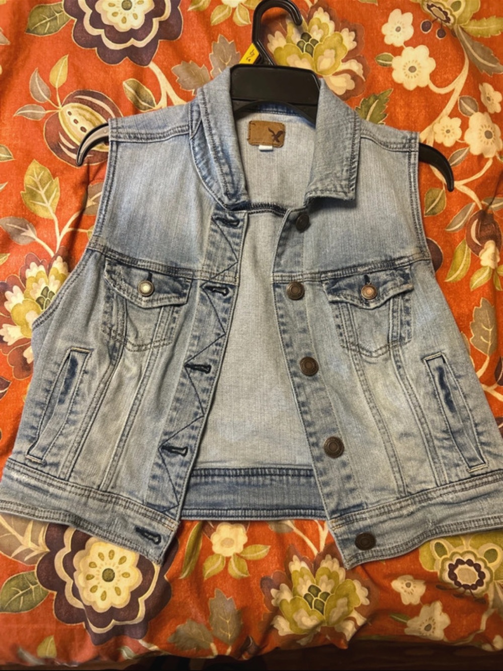 American Eagle Outfitters Light Blue Denim Vest